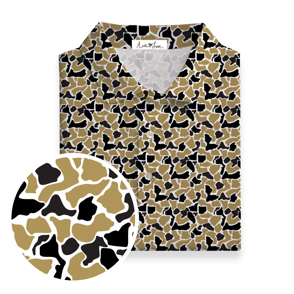 Black, Gold & White Camo Performance Polo