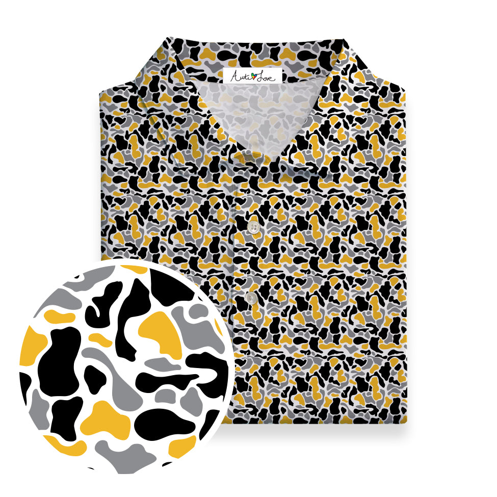 Black, Yellow, Gray & White Camo Performance Polo