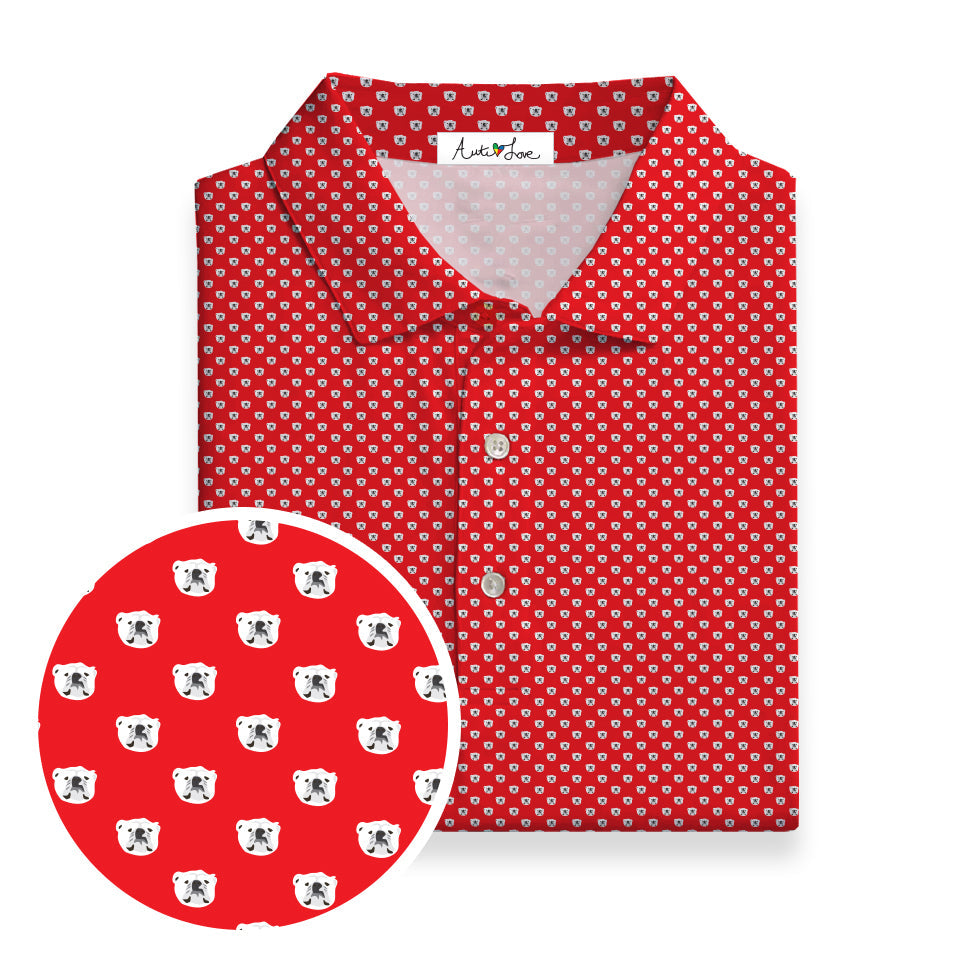 Red & White Bulldog Performance Polo