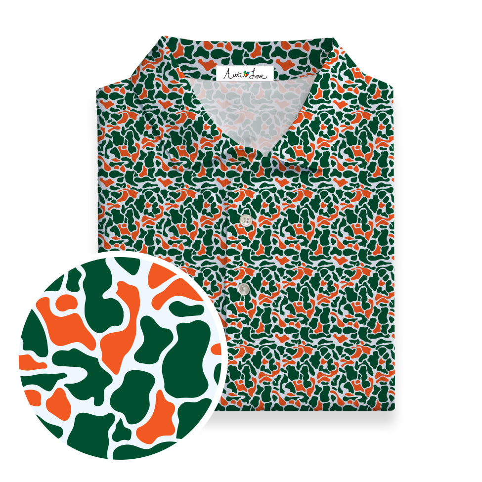 Green & Orange Camo Performance Polo