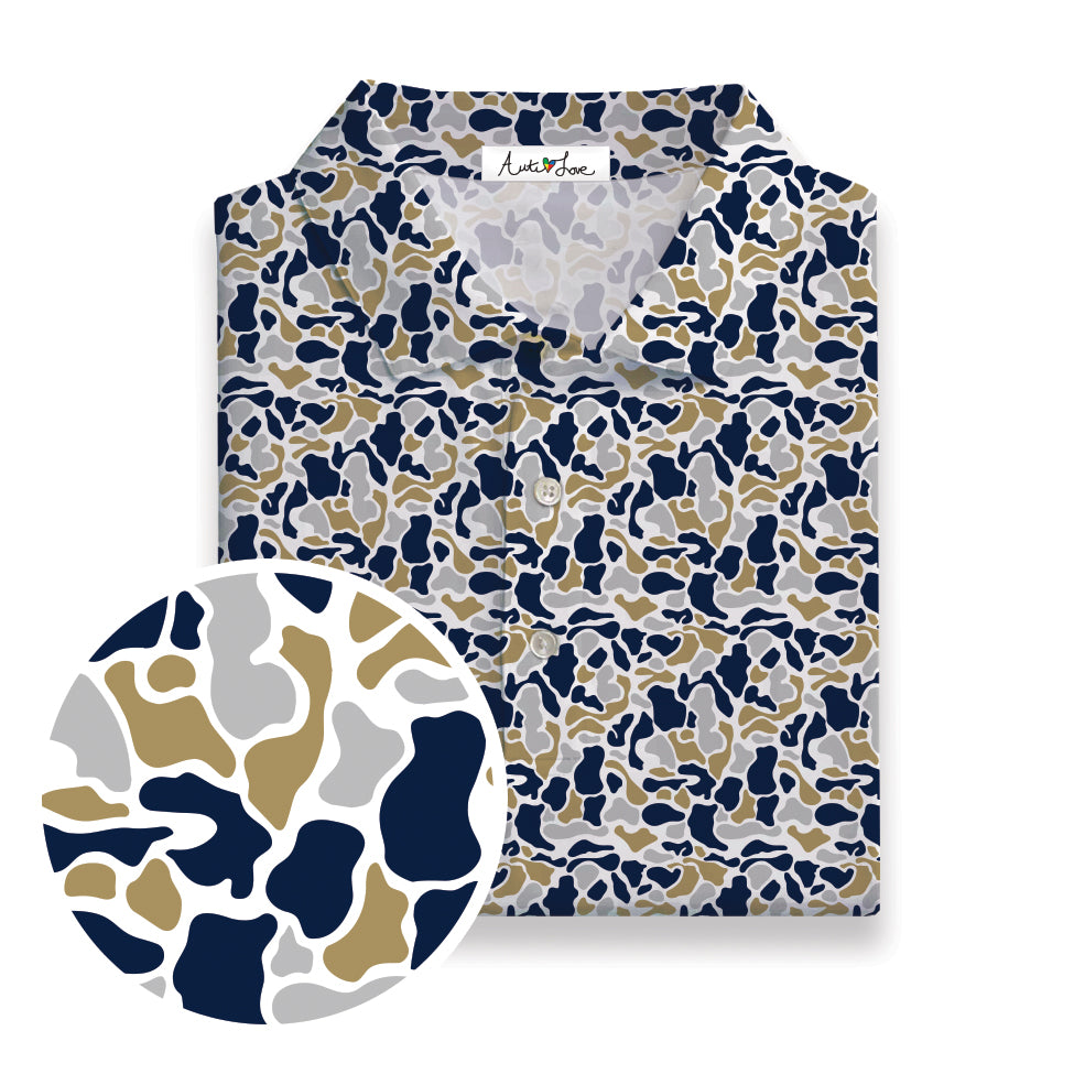 Navy, Gold, White & Gray Performance Polo