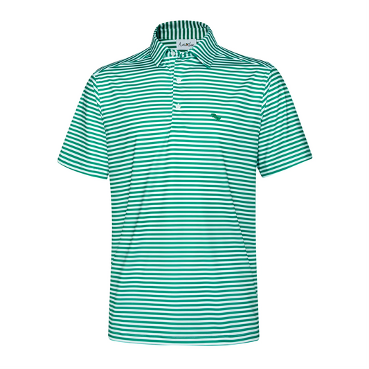 Mint Green and White Stripes Performance Polo