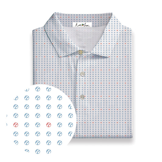Blue & Pink Baseball White Polo