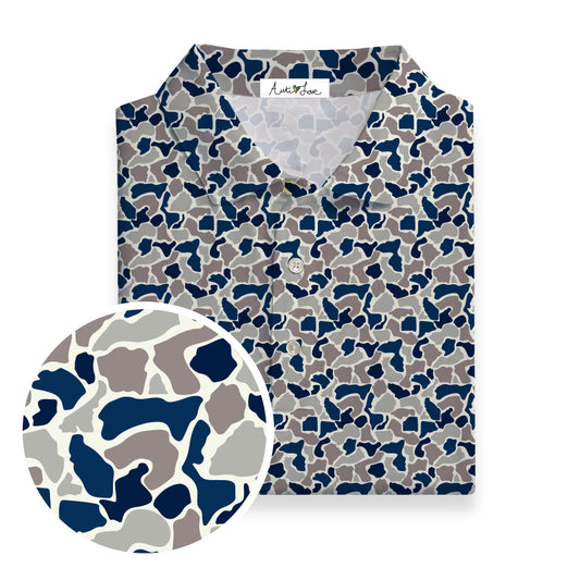 Blue & Gray Camo Performance Polo