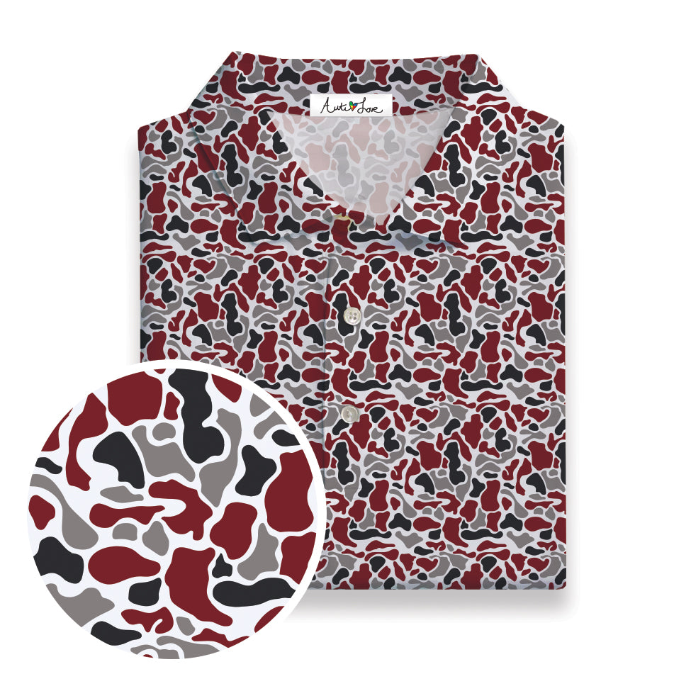 Garnett Black Gray White Camo Performance Polo