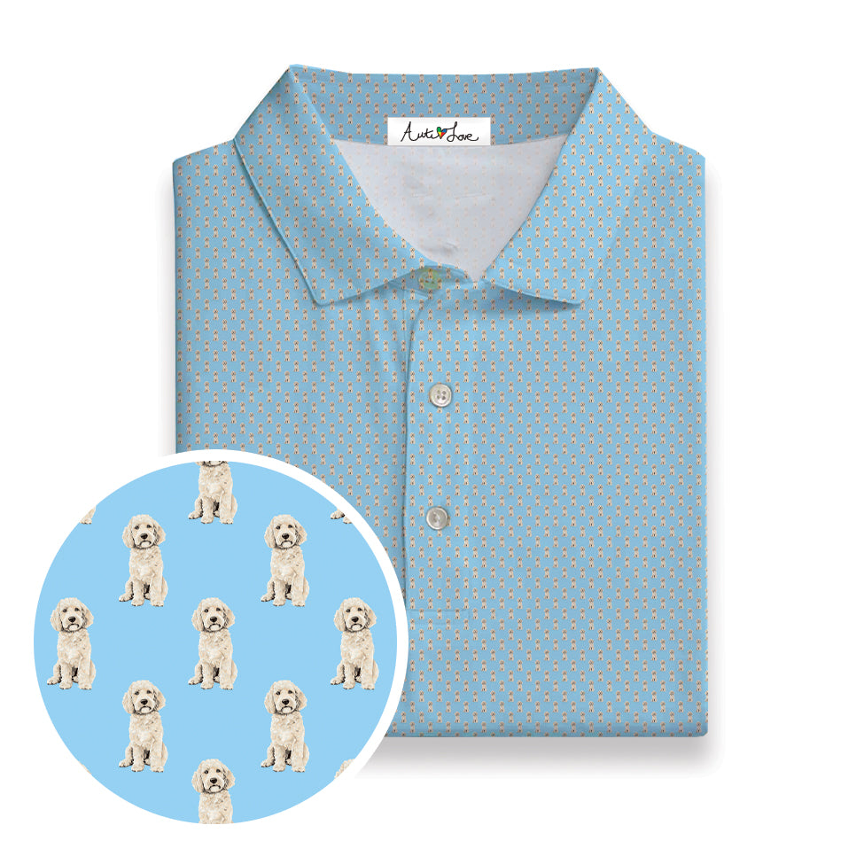 Golden Doodle Light Blue Polo