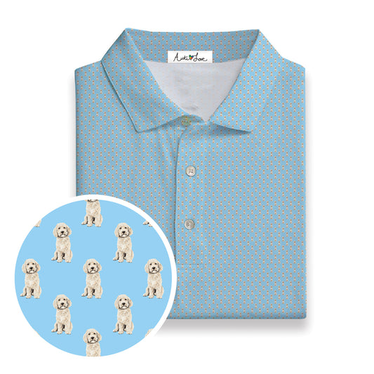 Golden Doodle Light Blue Polo