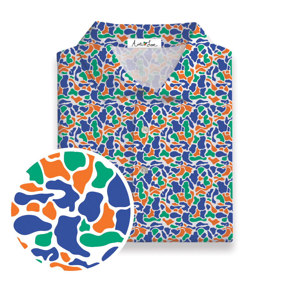 Orange, Green, Blue & White Camo Performance Polo