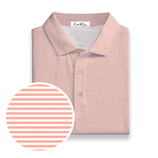 Peach | White Microstripe Polo