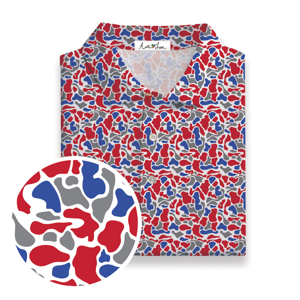 Red, Blue, Gray & White Camo Performance Polo