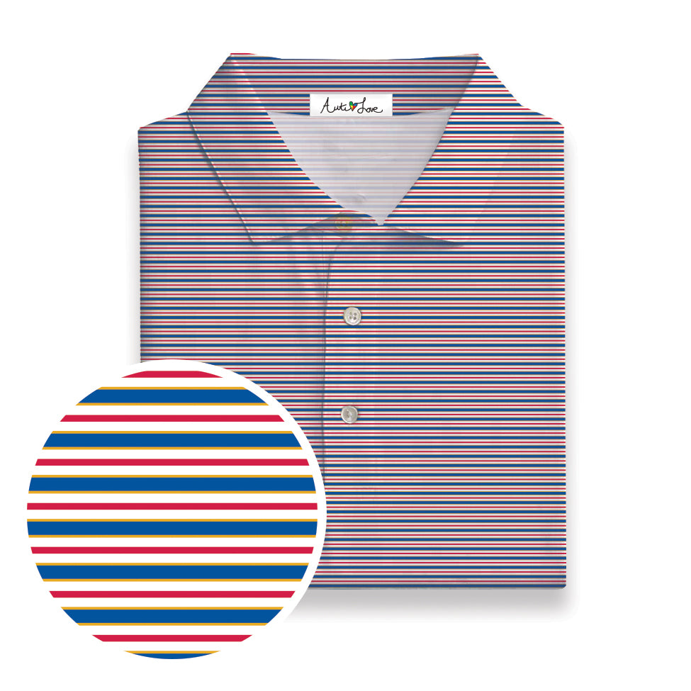 Red, White, Gold & Blue Stipes Performance Polo
