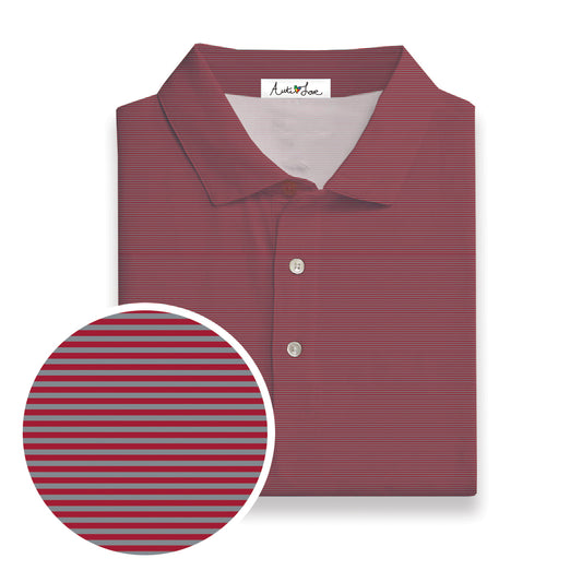 Crimson & Gray Stripe Performance Polo