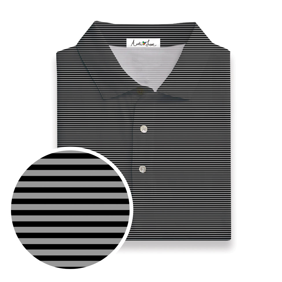 Black & Gray Stripe Performance Polo