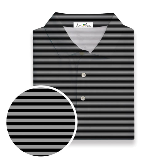 Black & Gray Stripe Performance Polo