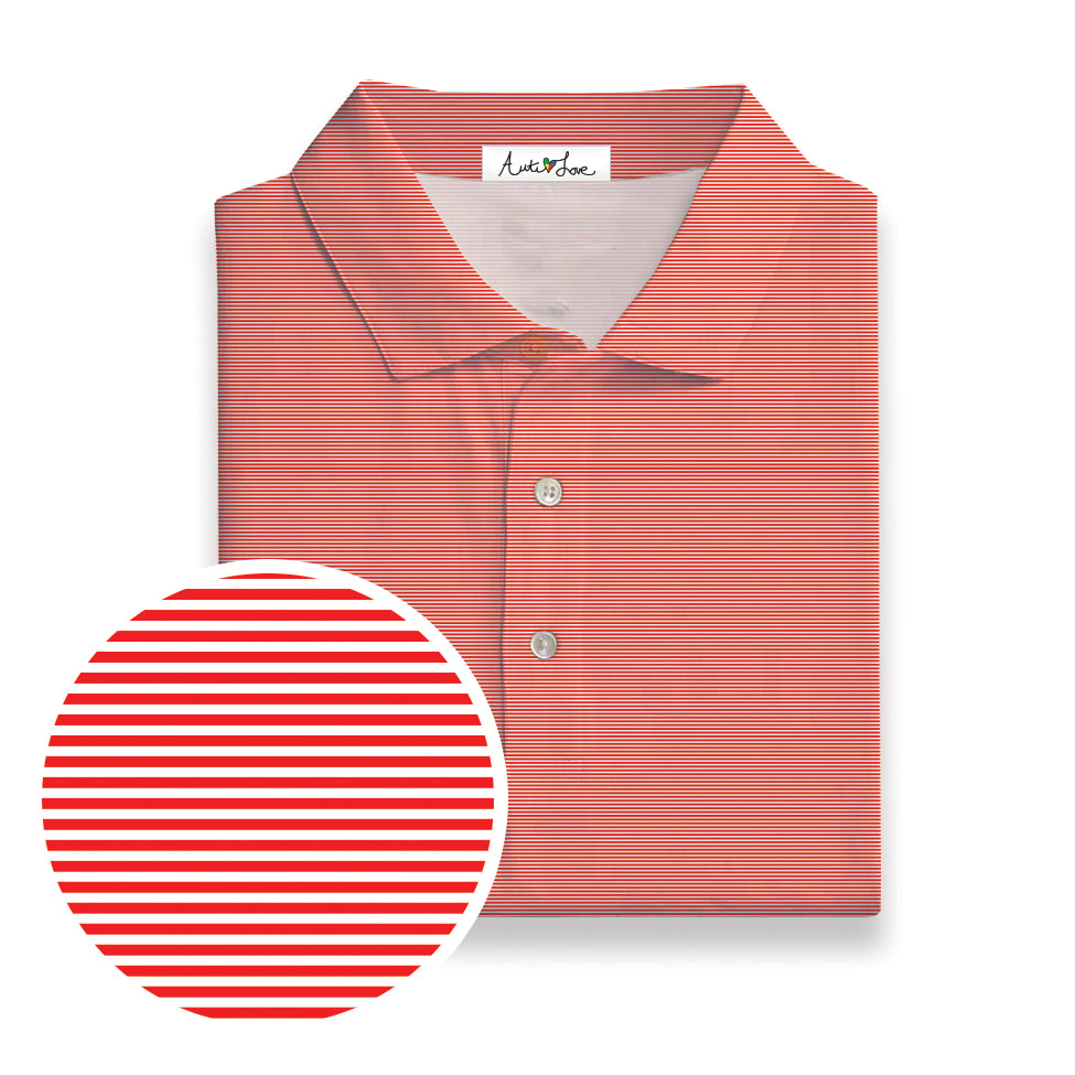 Red & White Micro Stripe Performance Polo
