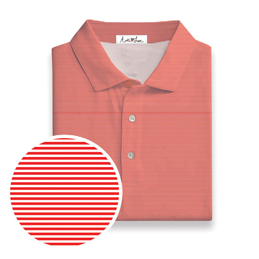 Red & White Micro Stripe Performance Polo