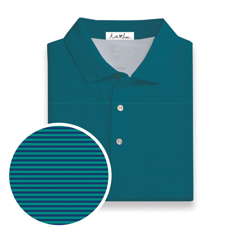 Teal & Navy Stripe Performance Polo