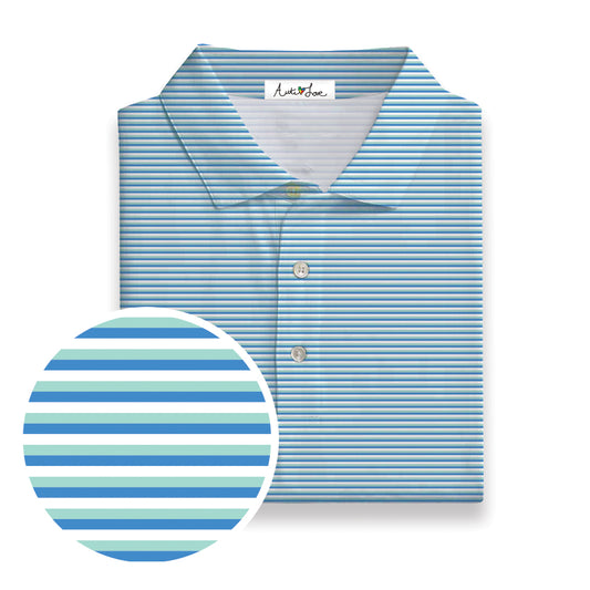 Light Green, Light Blue & White Stripe Performance Polo