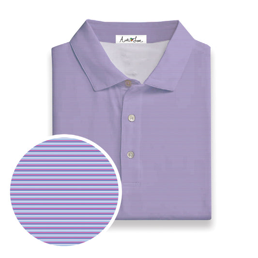 Purple, Light Blue, Pink & White Microstripe Performance Polo