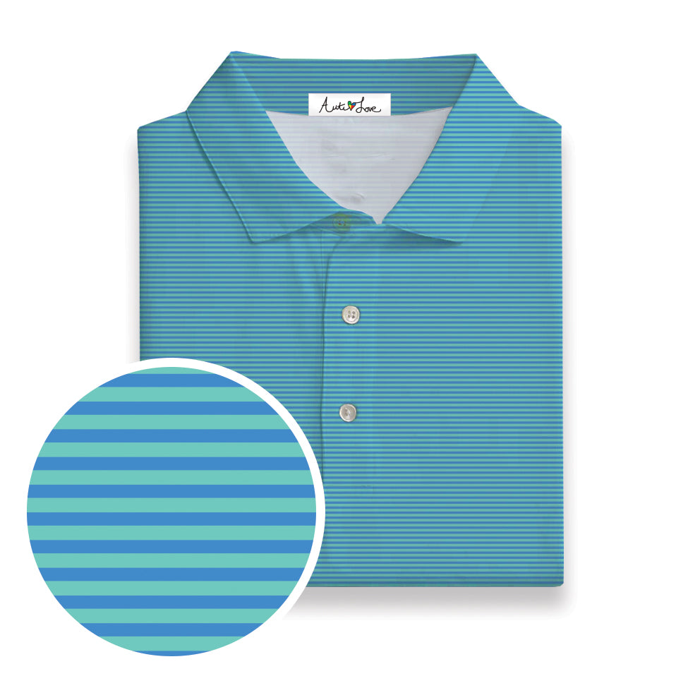 Sealime Blue  Stripe Performance Polo