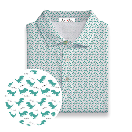 Green T-Rex White Polo