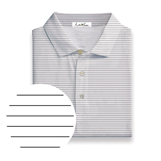 White With Black Micro Stripe Performance Polo