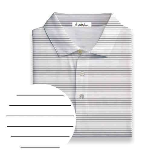 Thick & Micro Stripe White & Black Performance Polo