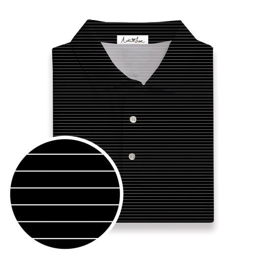 Black With White Micro Stripe Performance Polo