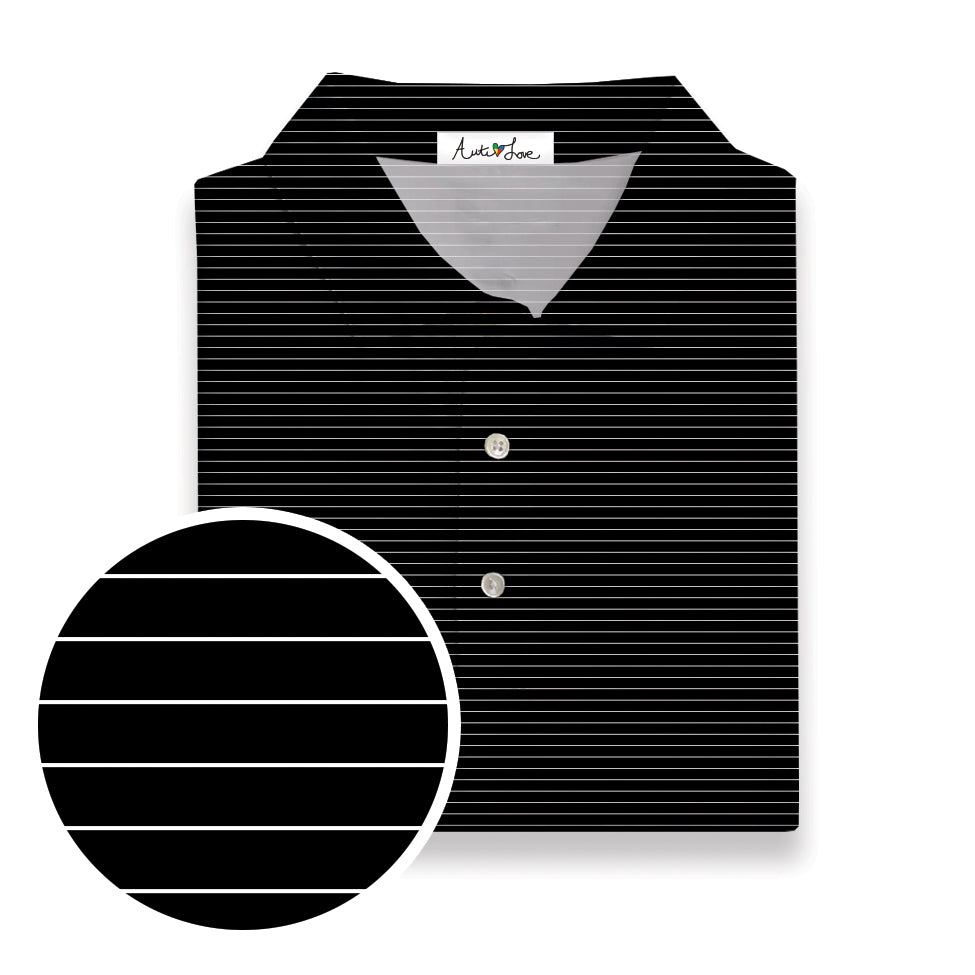 Thick & Micro Stripe Black White Performance Polo