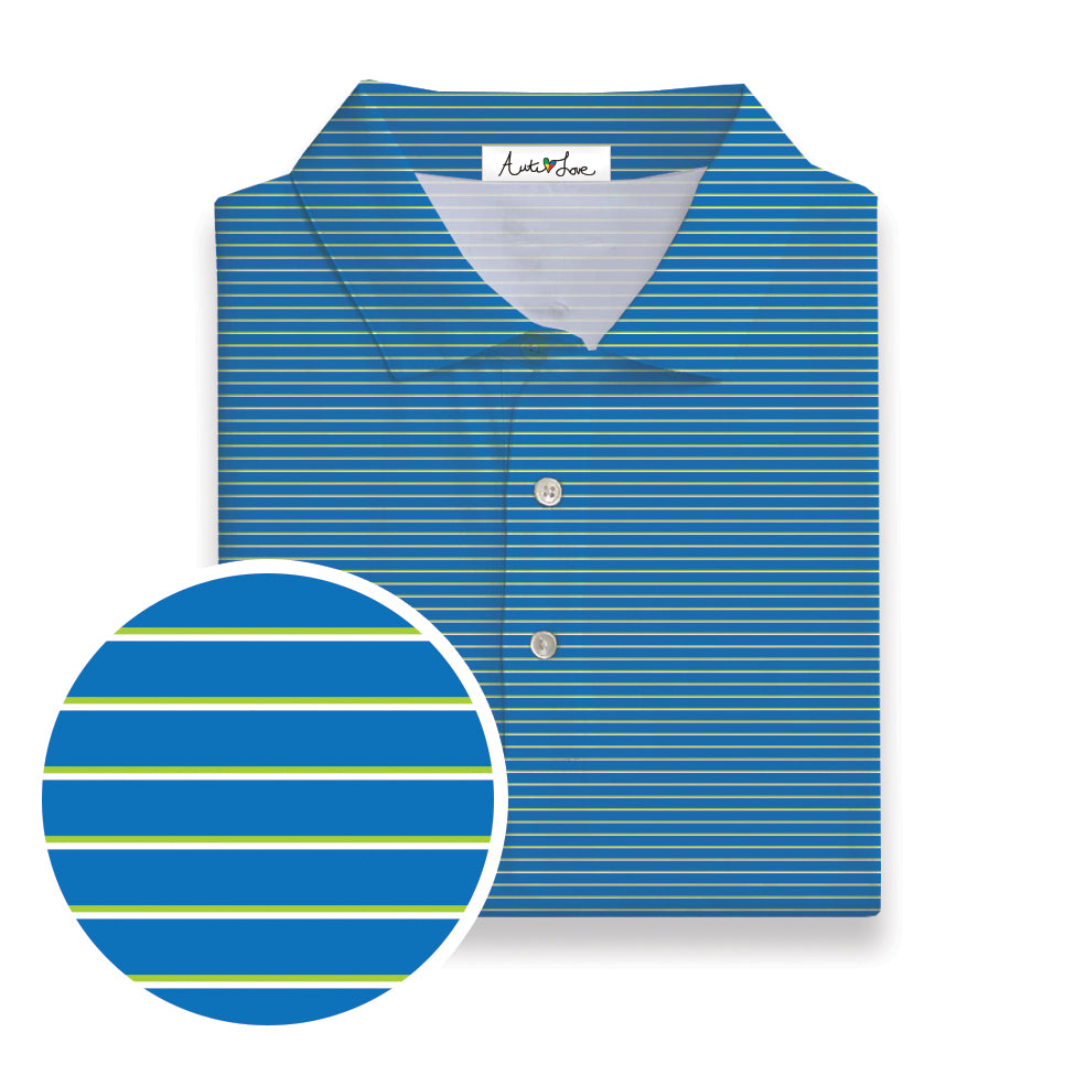Blue With Lime Micro Stripe Performance Polo