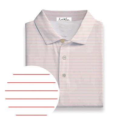 White With Red Micro Stripe Performance Polo