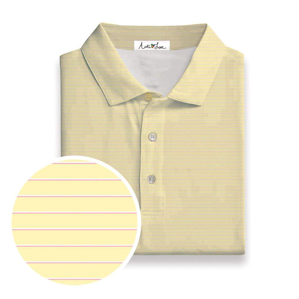 Yellow With Pink Stripe Performance Polo