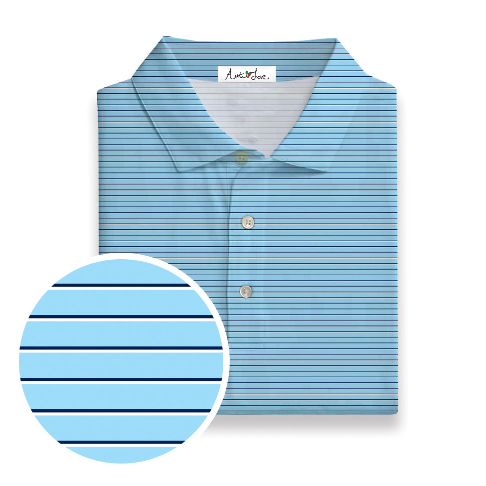 Blue With Navy Micro Stripe Performance Polo