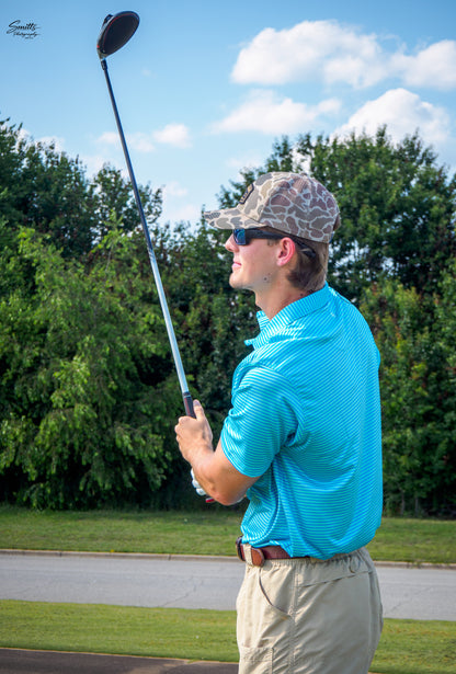 Sealime Blue  Stripe Performance Polo