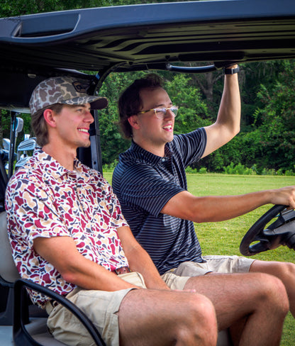 Garnett, Gold & Black Camo Performance Polo