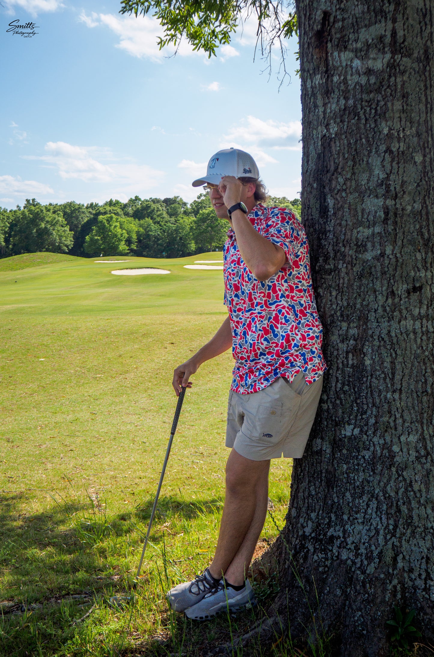 Red, Blue, Gray & White Camo Performance Polo