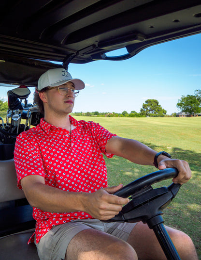 Red & White Bulldog Performance Polo