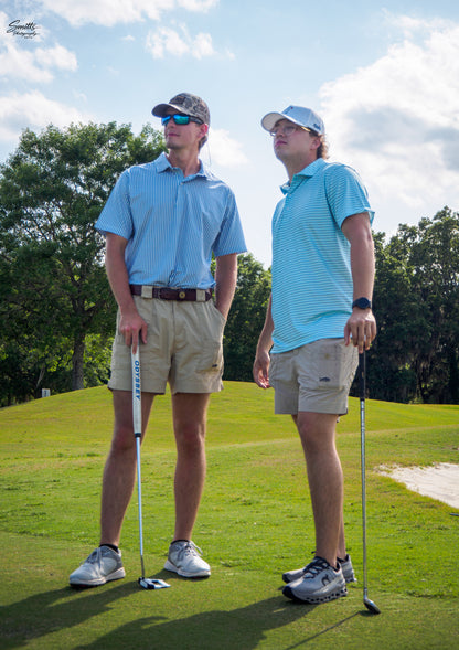 Blue With Navy Micro Stripe Performance Polo